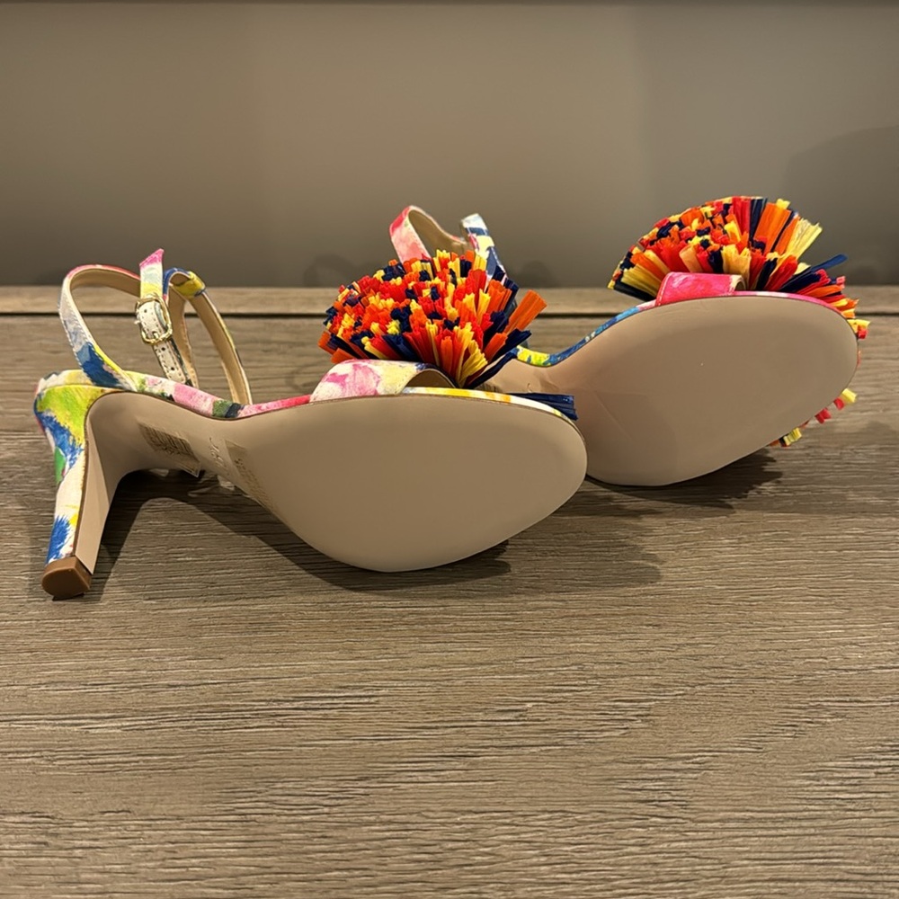 J. Crew Collection multicolor raffia bow ankle strap heels - Picture 4 of 6